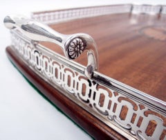 Tiffany Edwardian Regency Sterling Silver & Wood Marquetry Tray