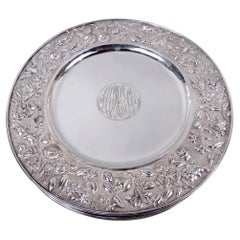 Set of 12 Chinese Edwardian Classical Repousse Silver Dinner Plates