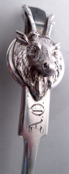 Gorham Victorian Coin Silver Gravy Ladle in Saxon Stag Alpha Pattern
