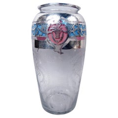 Amerikanische Vase im edwardianisch-regency-Stil mit Silberverzierung und Emaille, 14 Zoll