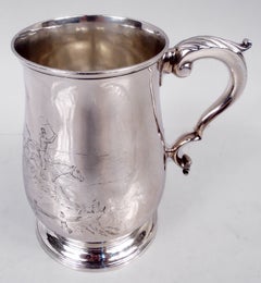 Canne en argent sterling de style géorgien, représentant une chasse au renard « Tally-Ho », 1780