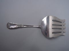 Antique Durgin Chrysanthemum Sterling Silver Asparagus Serving Fork