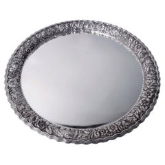 Tiffany Victorian Classical Sterling Silver Tray with Repousse Garland