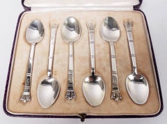 Lot de 6 cuillères à demitasse Asprey commémorant le couronnement de 1937