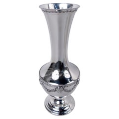 Antique American Edwardian Regency Sterling Silver 12-Inch Vase