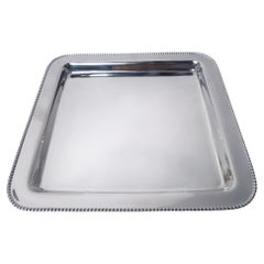 Vassoio quadrato da 11 pollici in argento sterling, stile classico moderno americano