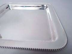 Vassoio quadrato da 11 pollici in argento sterling, stile classico moderno americano