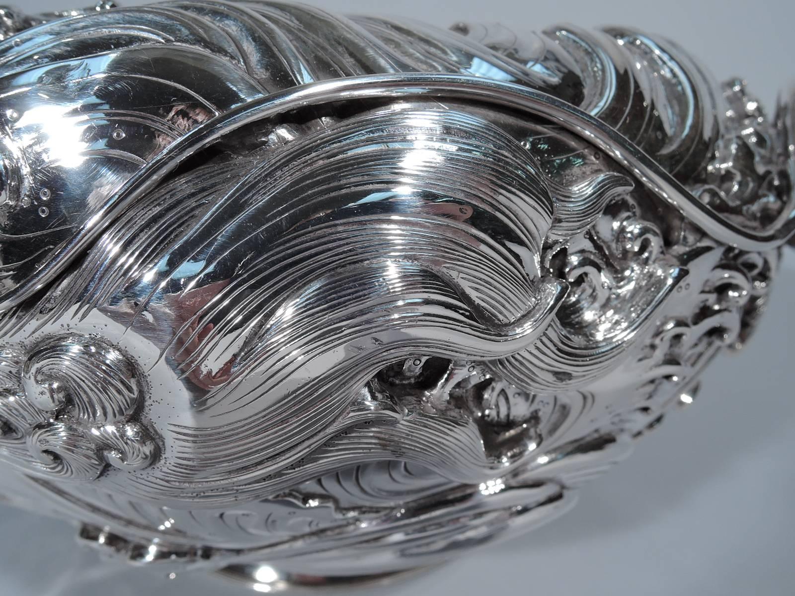 Fantastic Japanese Silver Centerpiece Bowl with Dragon 2