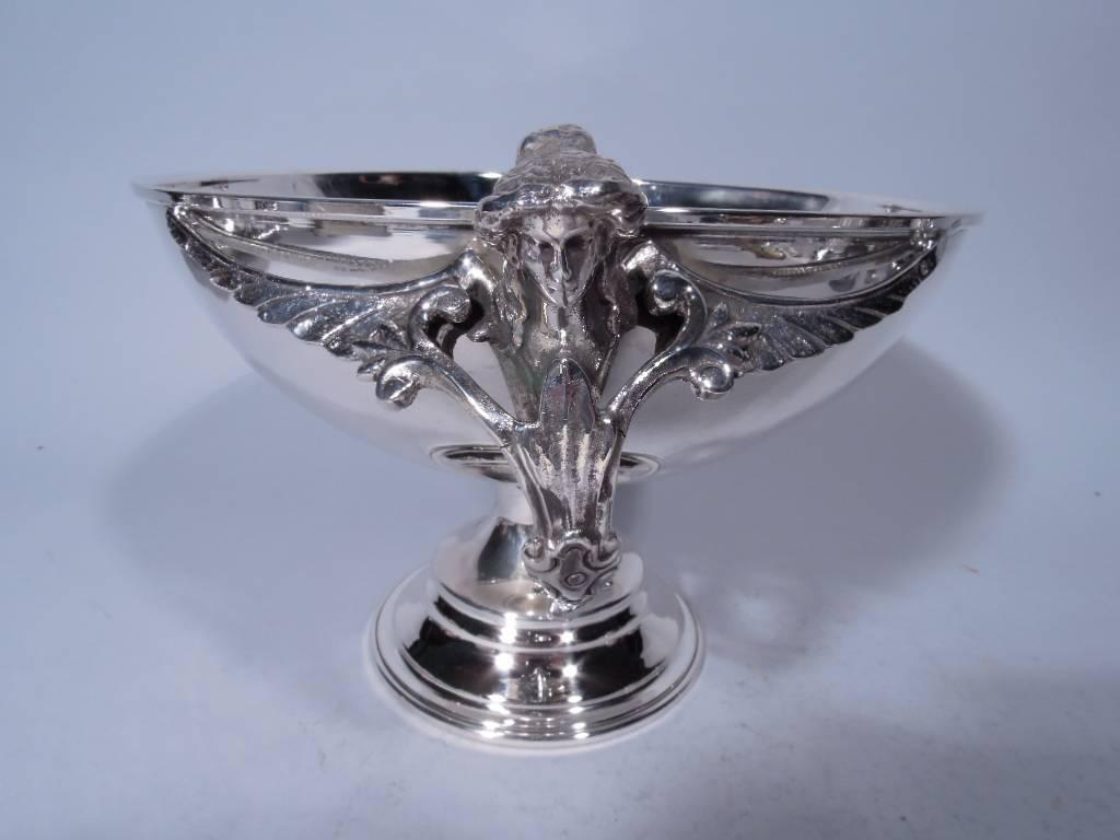 European Beautiful Art Nouveau Silver Centerpiece Bowl with Women’s Heads