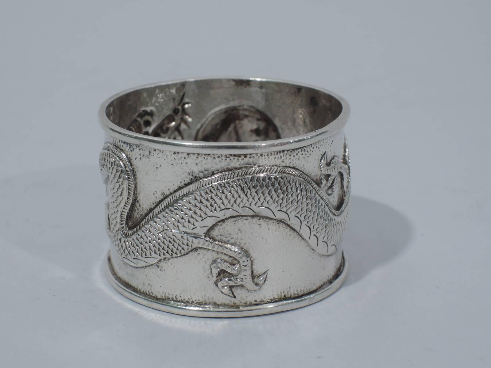 Chinese Export Silver Napkin Ring with Dragon In Excellent Condition In New York, NY