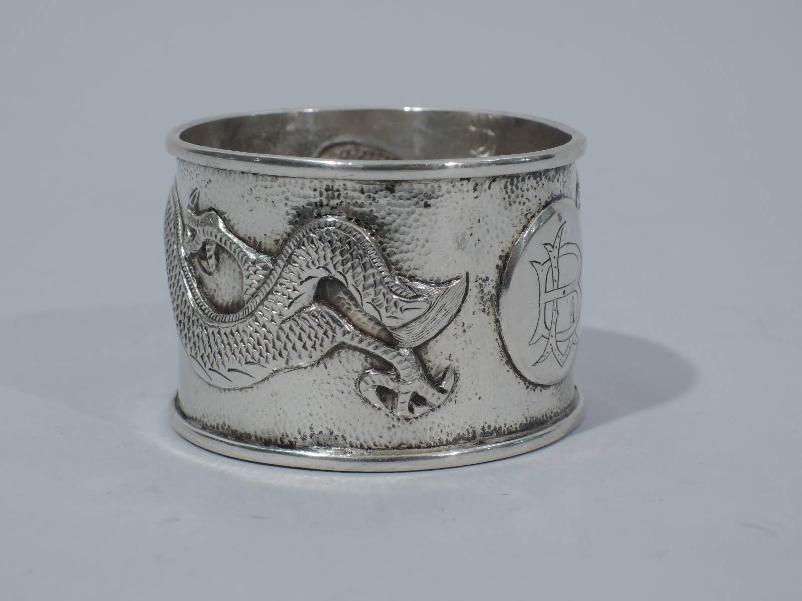 Chinese Export Silver Napkin Ring with Dragon 1