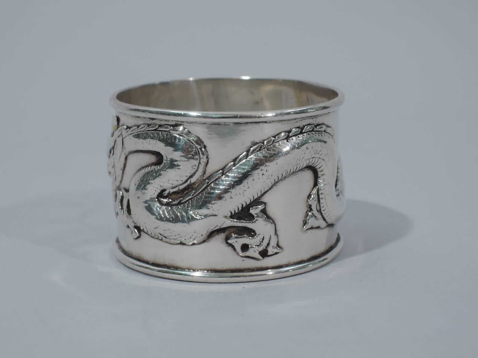 Chinese Silver Napkin Ring with Dragon In Excellent Condition In New York, NY