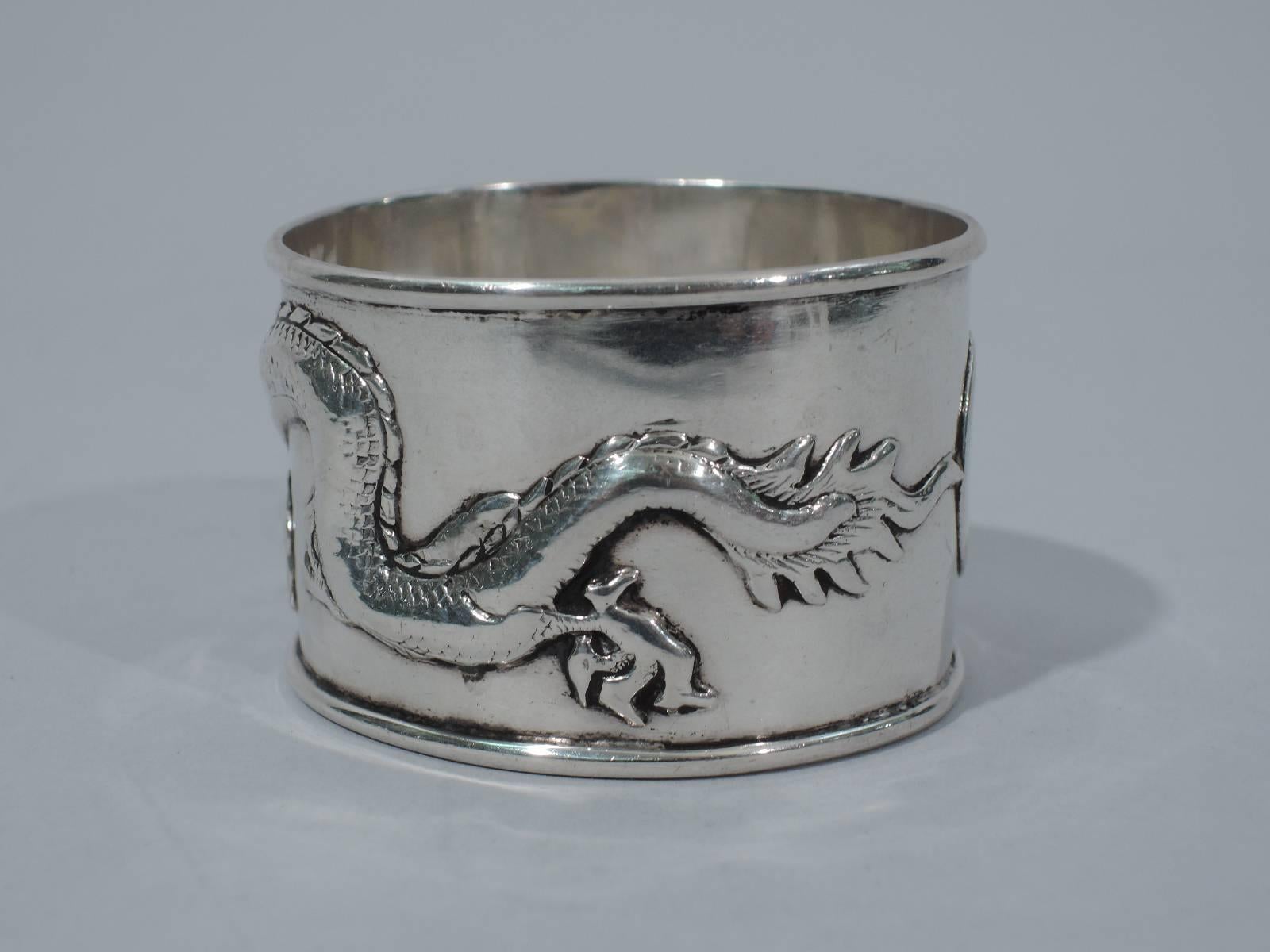 19th Century Chinese Silver Napkin Ring with Dragon