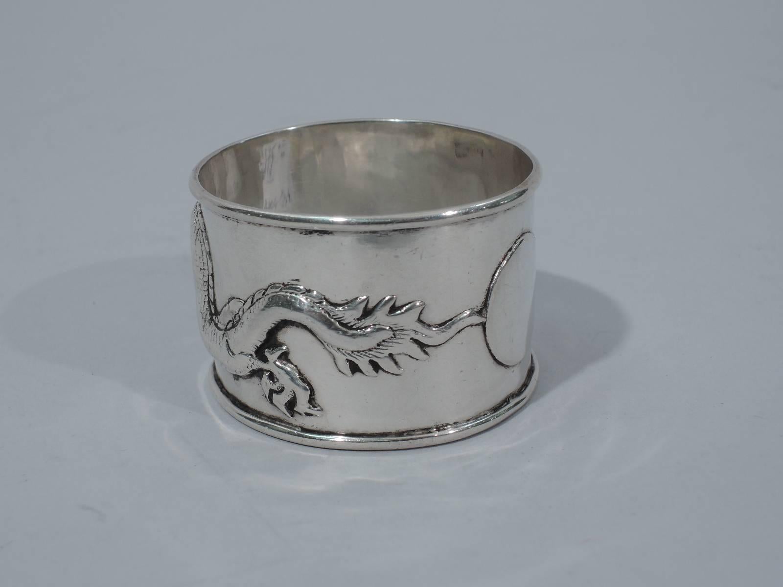 Chinese Silver Napkin Ring with Dragon 1