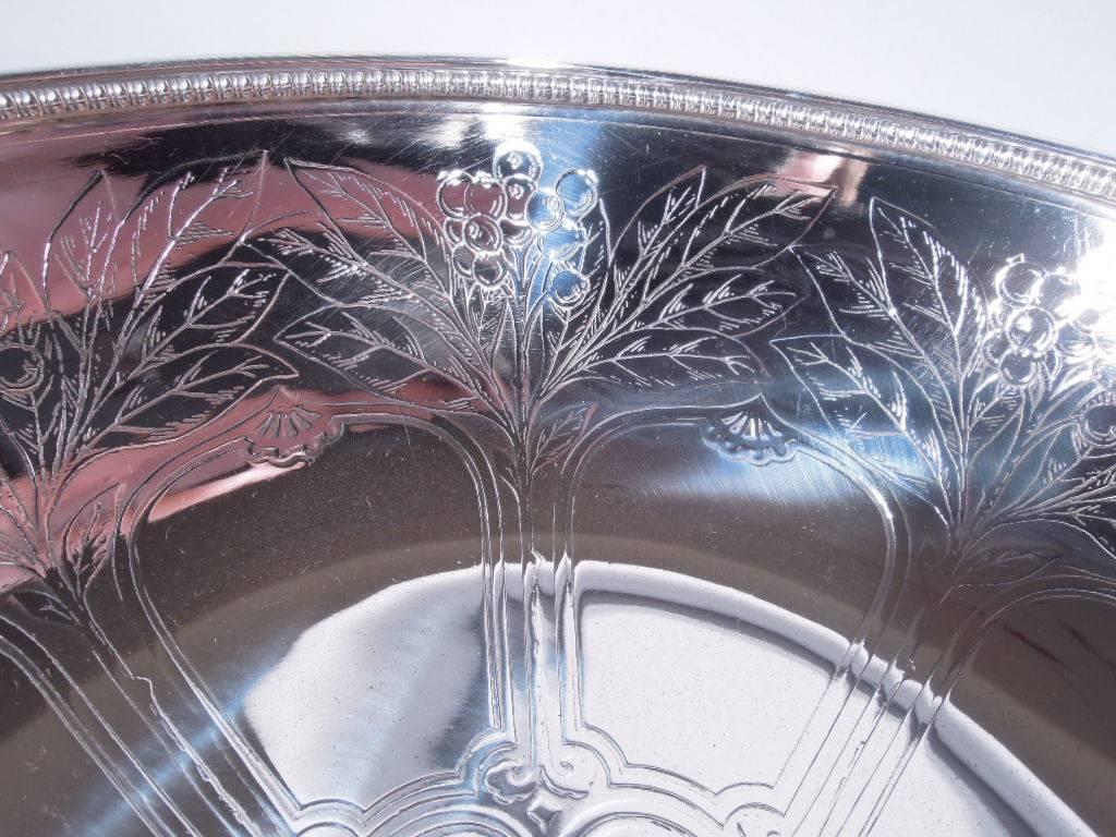 Edwardian Tiffany Sterling Silver Bowl with Engraved Trees