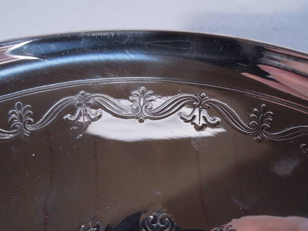 Edwardian Antique Tiffany Sterling Silver Cake Plate with Flower
