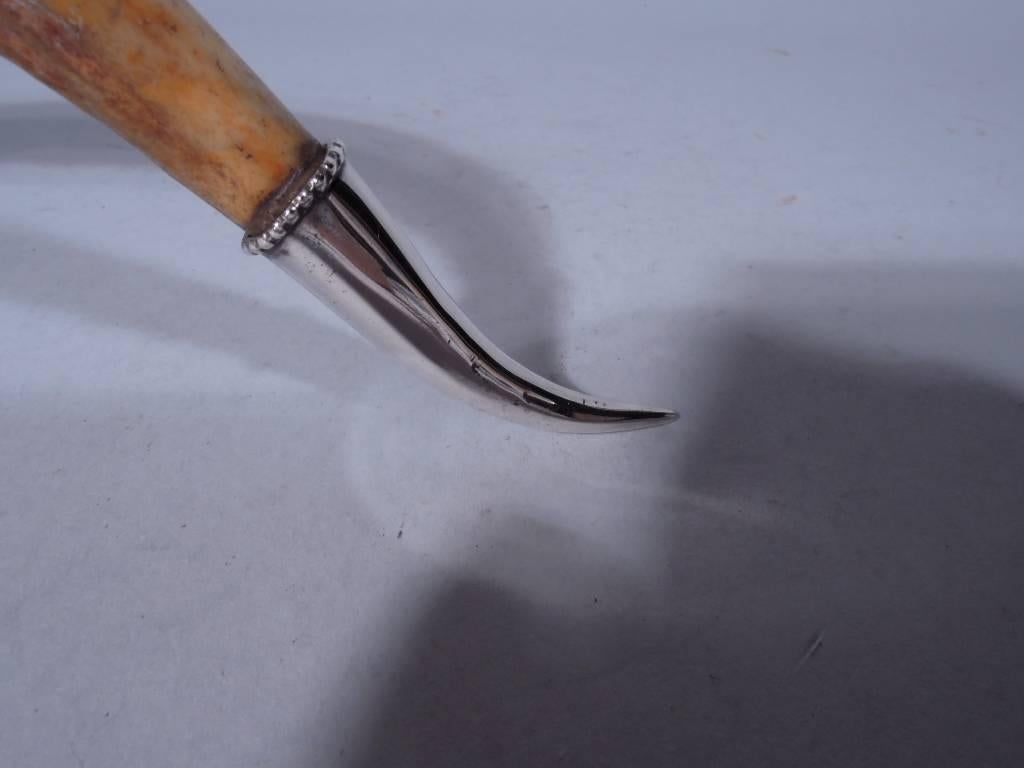Early 20th Century Gilded Age American Sterling Silver and Antler Cigar Lighter