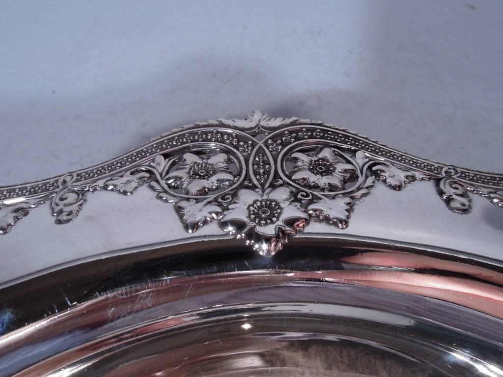 American Antique Tiffany Sterling Silver Bowl with Flowers and Roundels