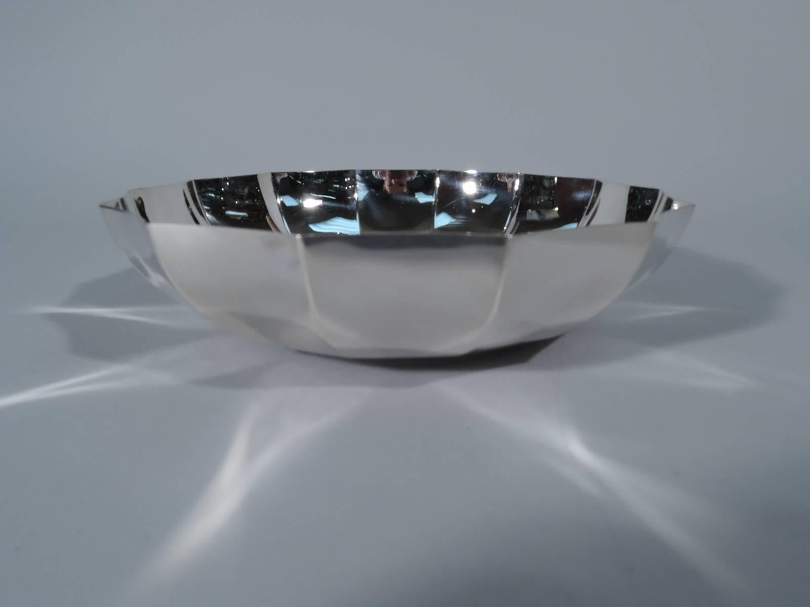 American Tiffany Mid-Century Modern Sterling Silver Faceted Bowl