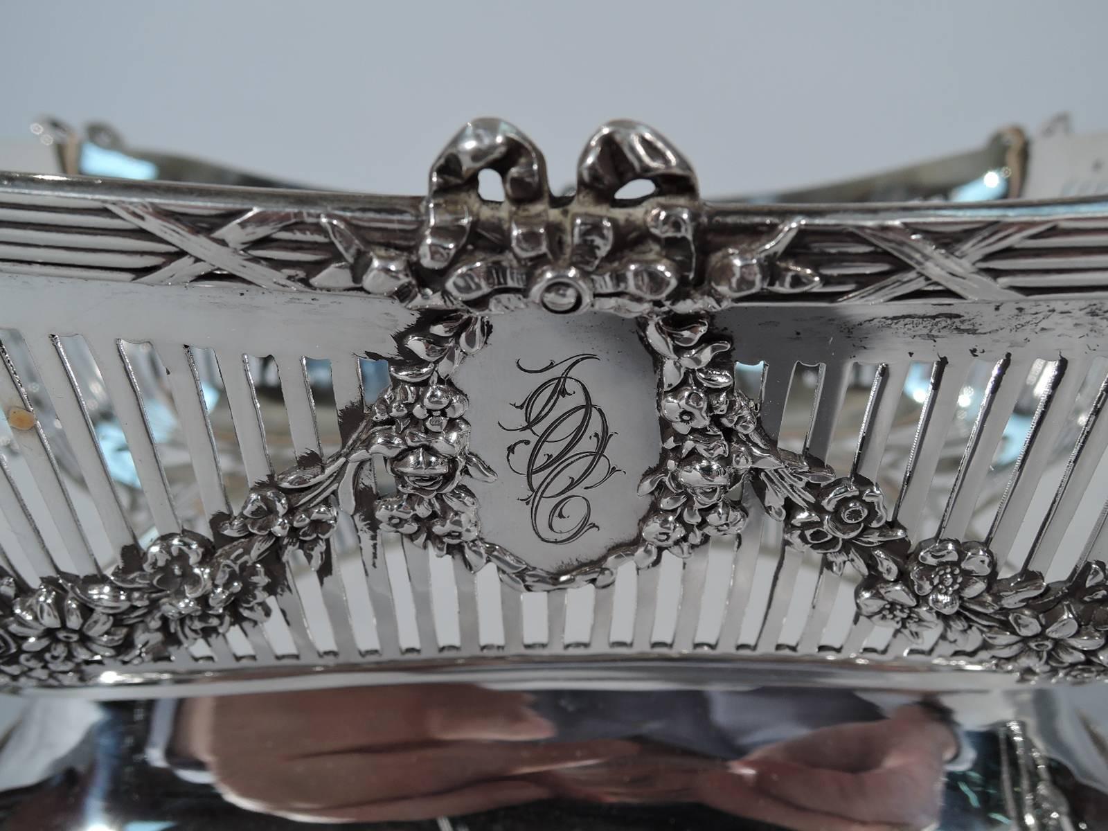 Edwardian Je Caldwell Extra Heavy Neoclassical Sterling Silver Bread Basket