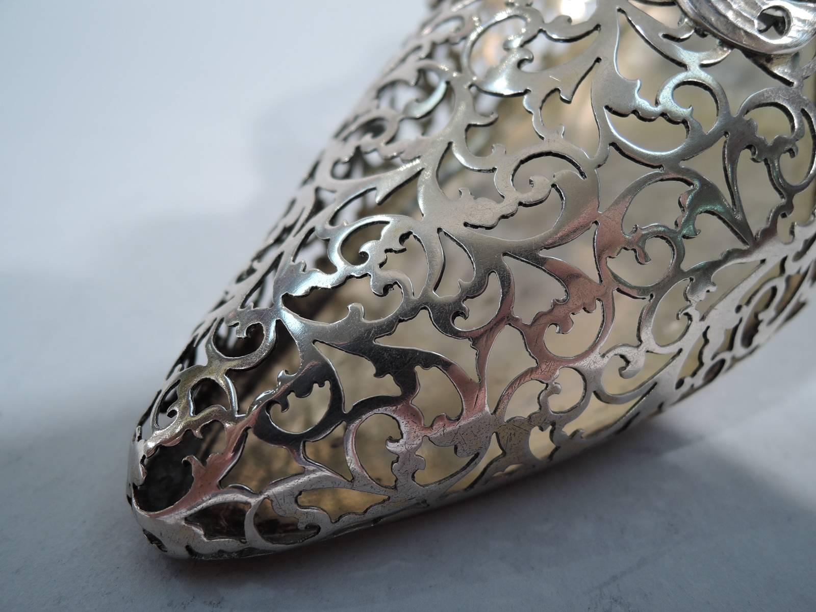 Asprey Edwardian English Sterling Silver Pierced Lady's Shoe In Excellent Condition In New York, NY