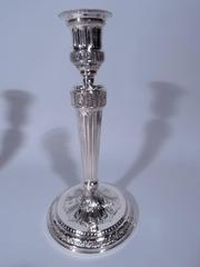 Pair of Tiffany Neoclassical Sterling Silver Candlesticks