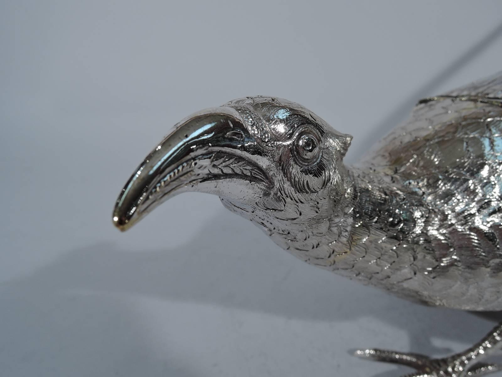 Edwardian Pair of Antique German Sterling Silver Pheasants 