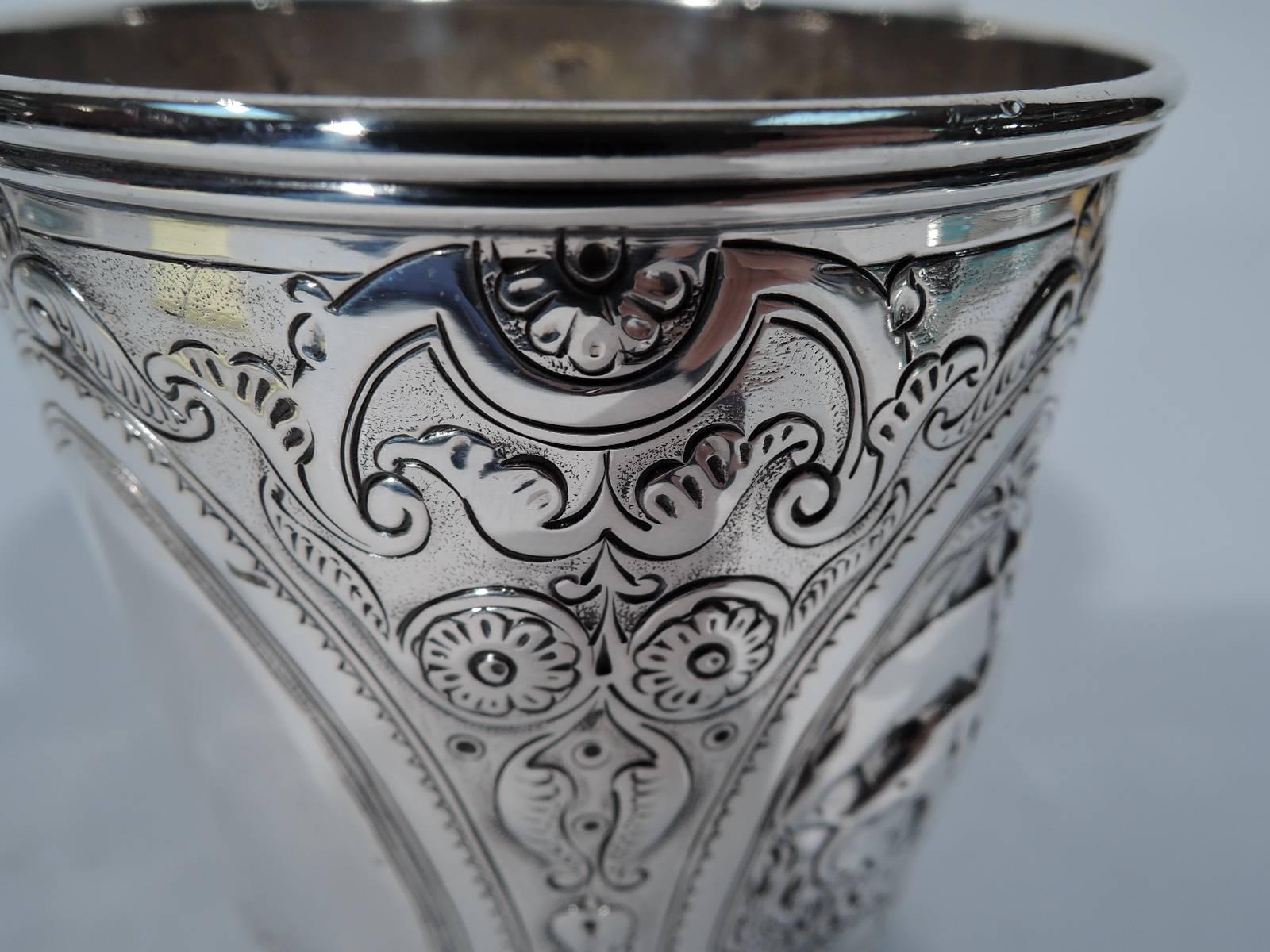 Antique English Sterling Silver Baby Cup with Exotic Animals 2