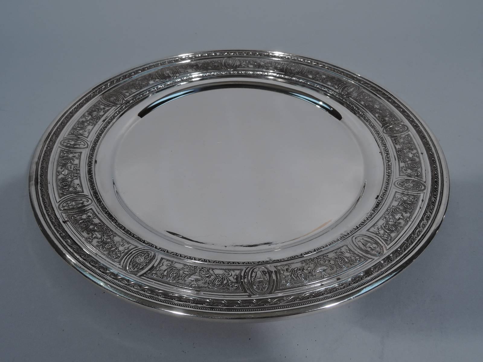Neoclassical Revival Set of 12 Antique International Wedgwood Sterling Silver Dinner Plates
