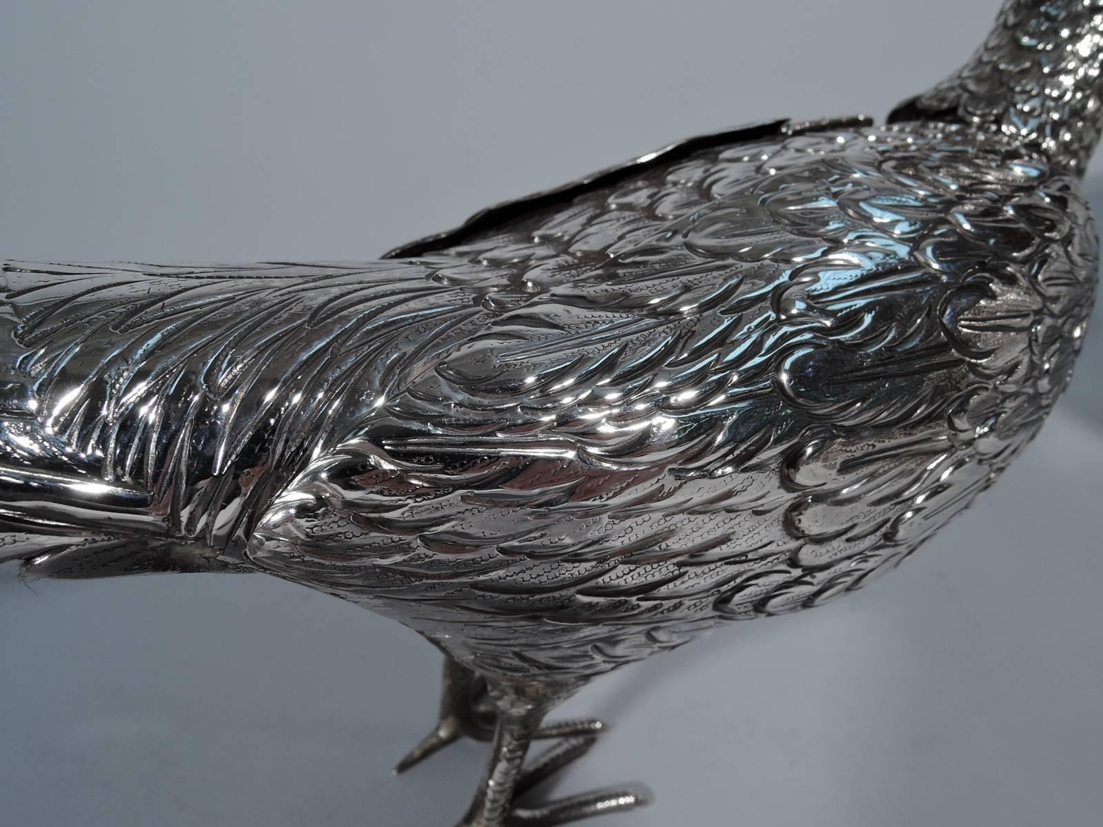 Unknown Antique Sterling Silver Pheasant Spice Box