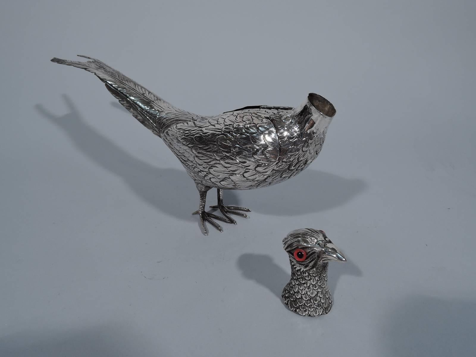 Antique Sterling Silver Pheasant Spice Box 1