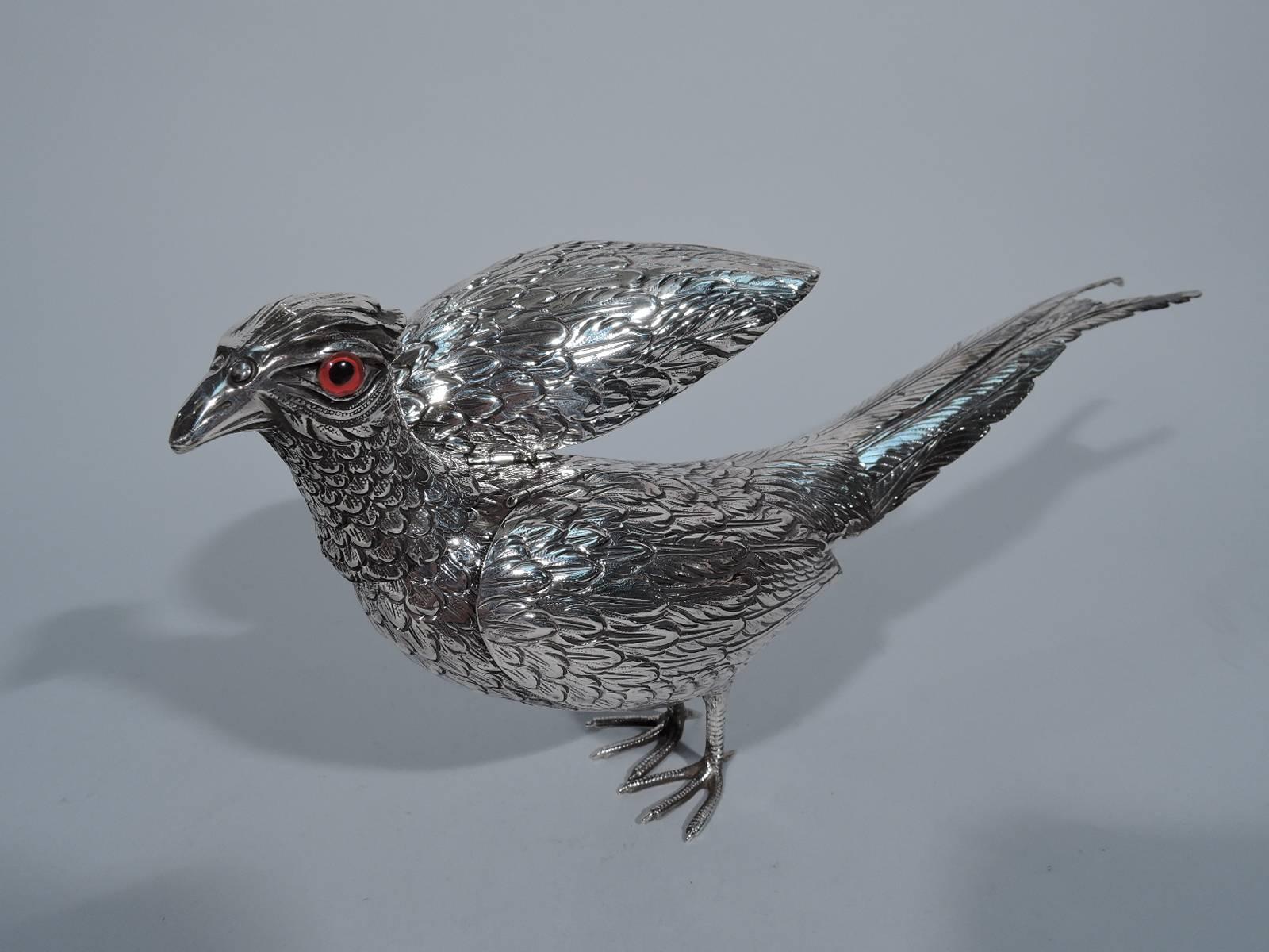 Antique Sterling Silver Pheasant Spice Box 2