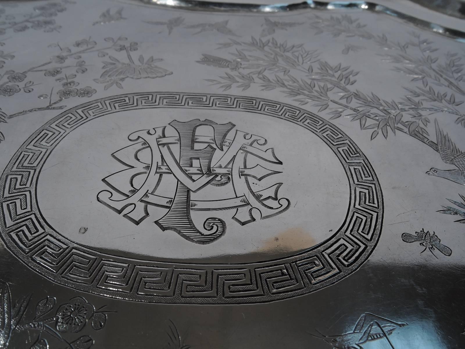Large and Excellent Chinese Export Silver Salver Tray 2