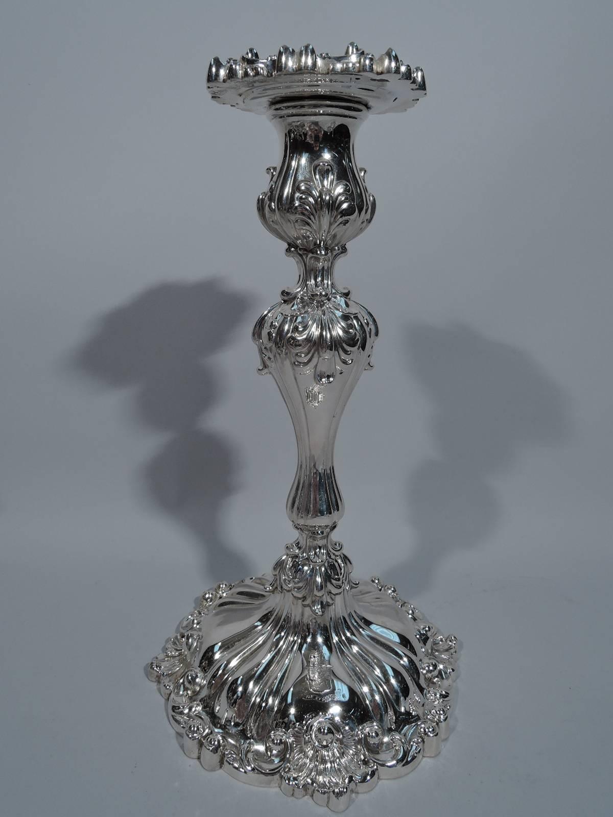Pair of JE Caldwell Sterling Silver Five-Light Candelabra with Shades In Excellent Condition In New York, NY