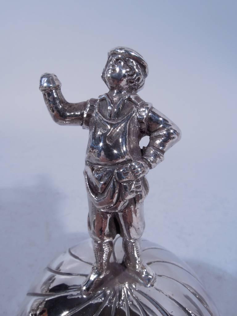 Edwardian German Sterling Silver Bell with Figural Finial