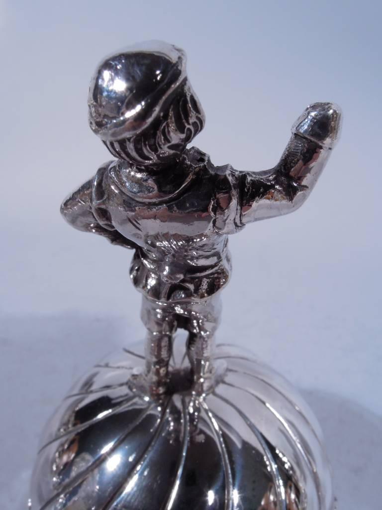 German Sterling Silver Bell with Figural Finial In Good Condition In New York, NY