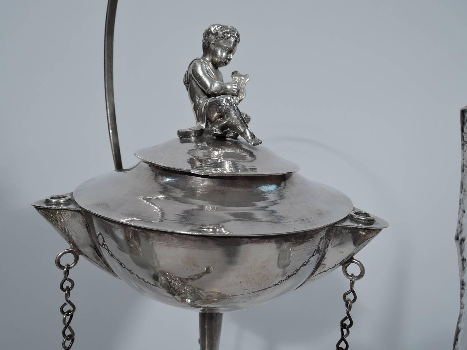 19th Century Antique Italian Grand Tour Silver Oil Lamp by Pietro Belli, circa 1825