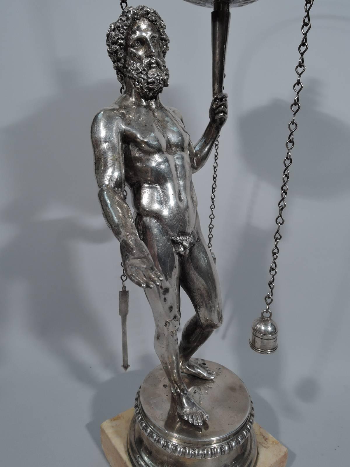 Antique Italian Grand Tour Silver Oil Lamp by Pietro Belli, circa 1825 2