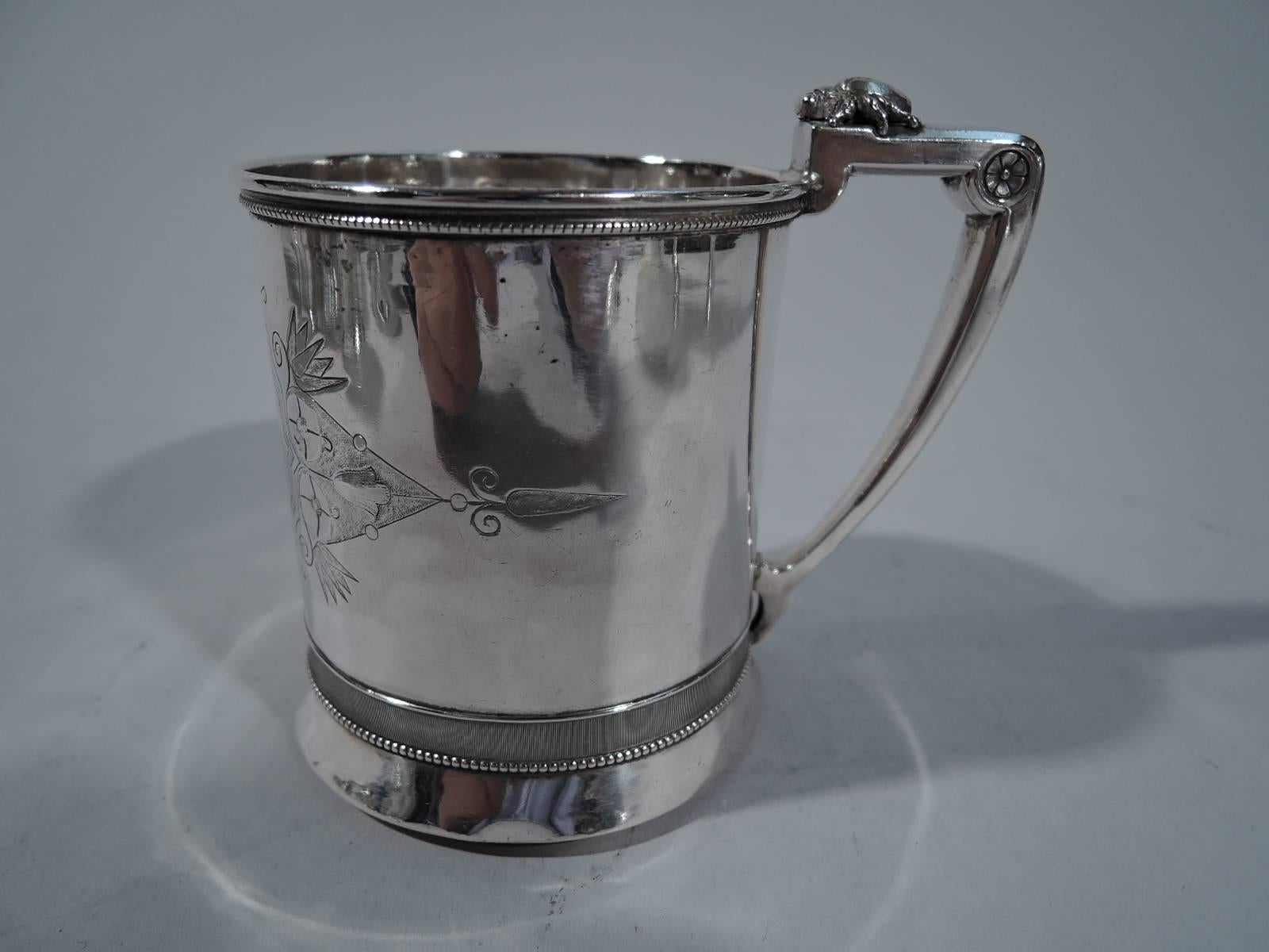 Victorian Gorham Coin Silver Baby Cup with Stylized Ornament, circa 1865