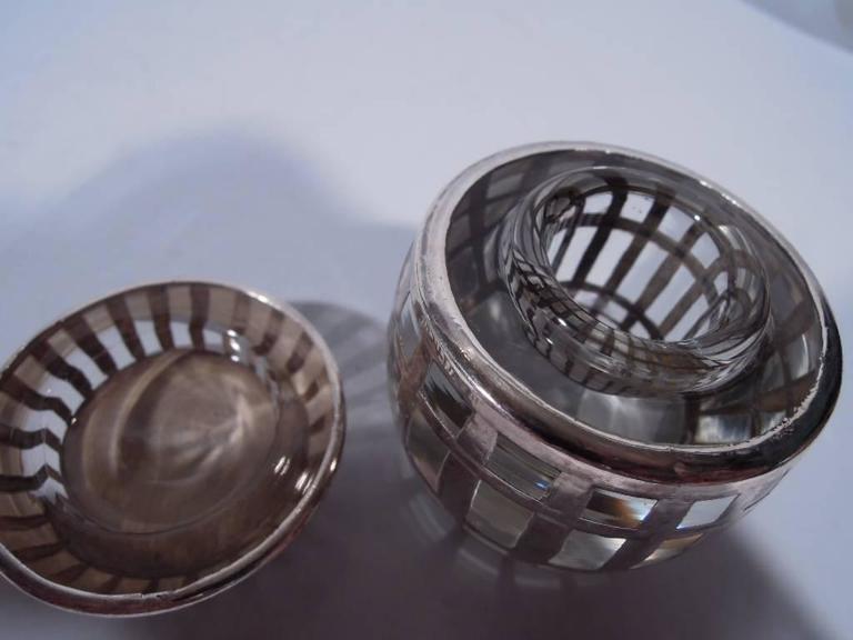 Antique American Glass and Silver Overlay Novelty Barrel Inkwell For ...