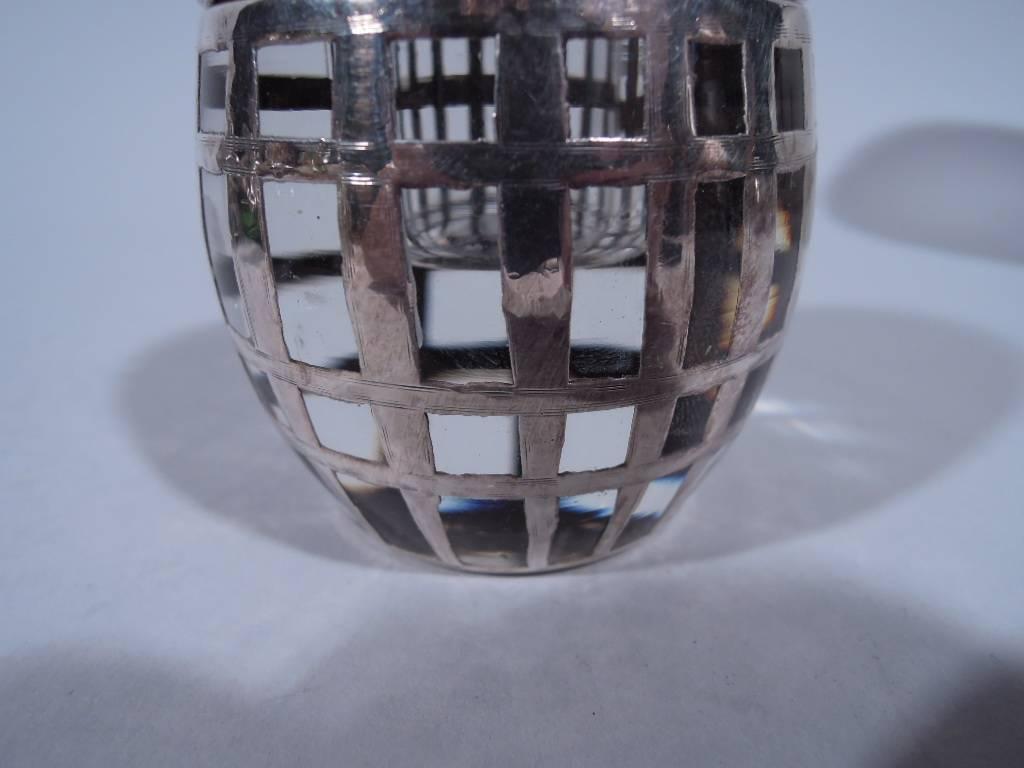 Antique American Glass and Silver Overlay Novelty Barrel Inkwell 2