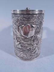 Chinese Export Silver Warrior Mug