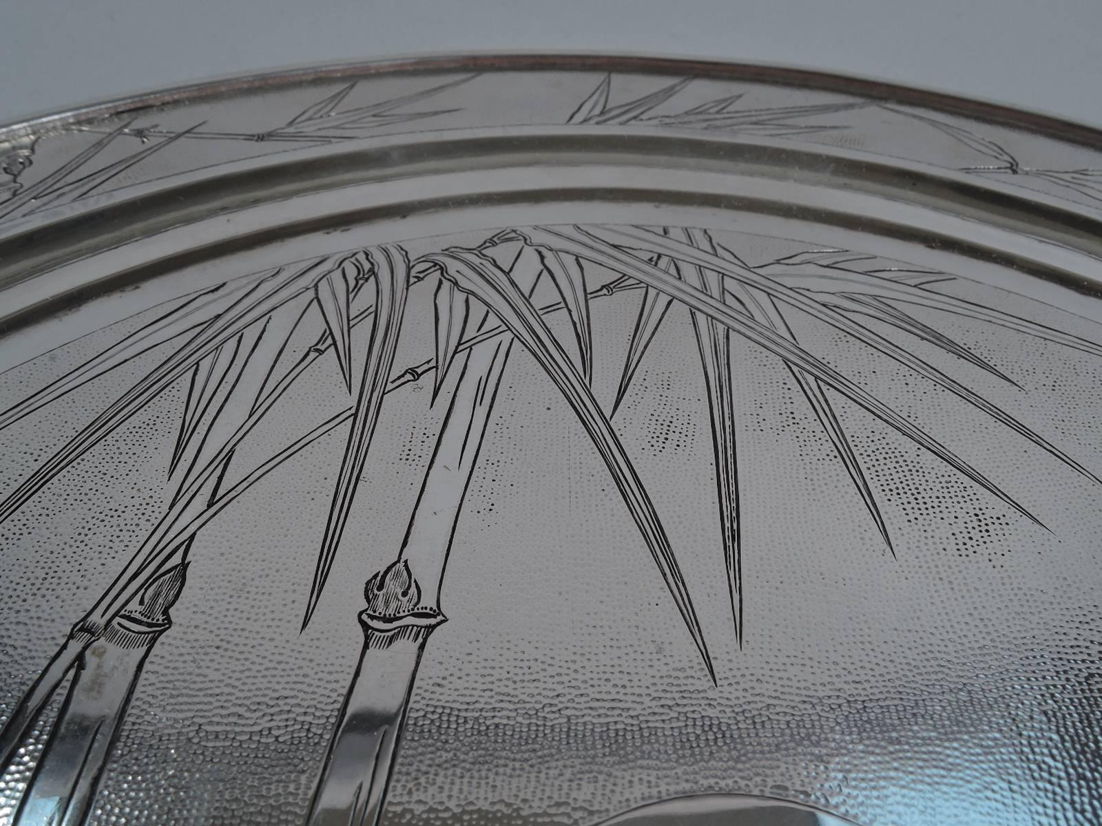 Chinese Export Silver Bamboo Silver Tray In Excellent Condition In New York, NY