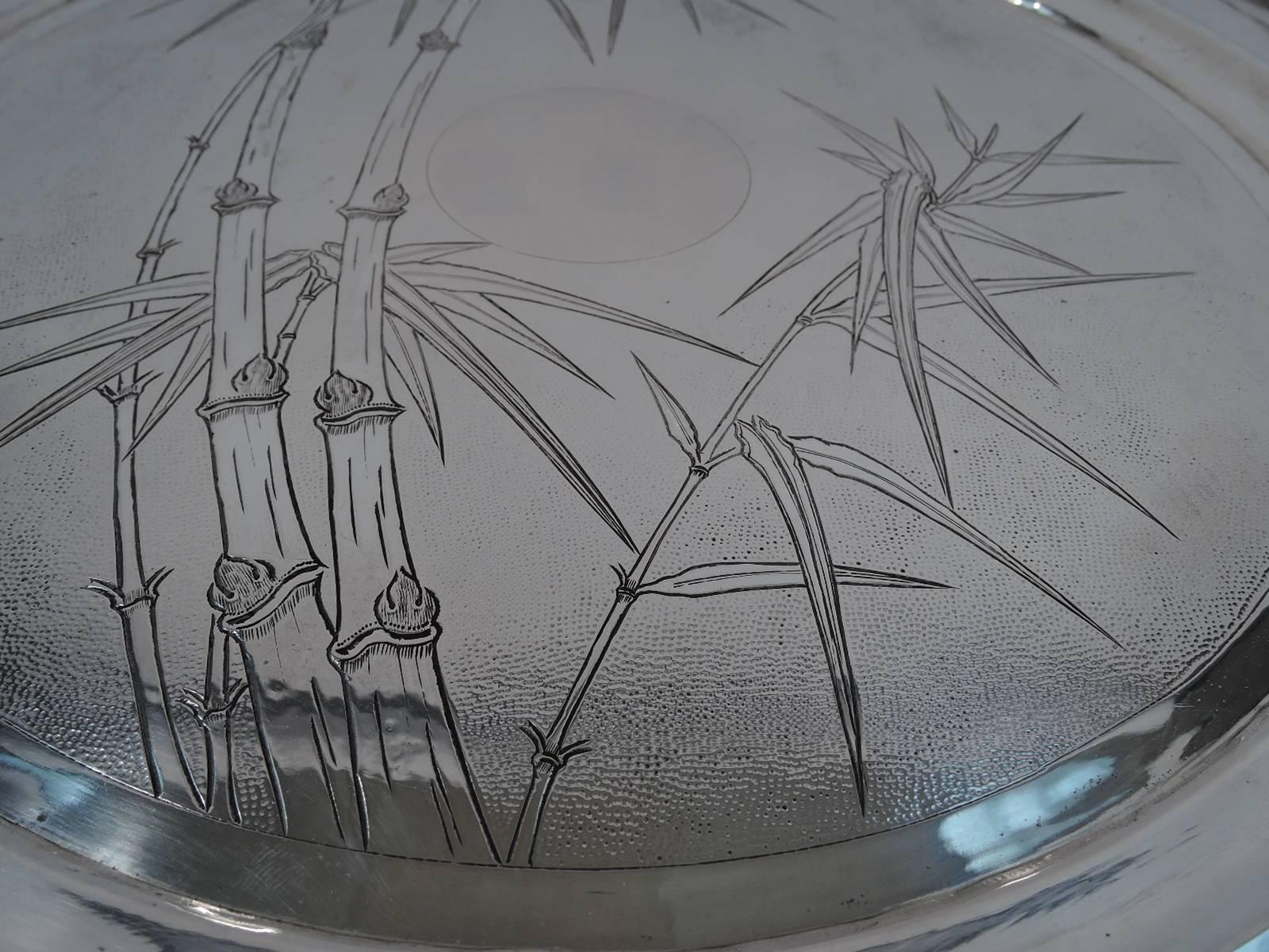 19th Century Chinese Export Silver Bamboo Silver Tray