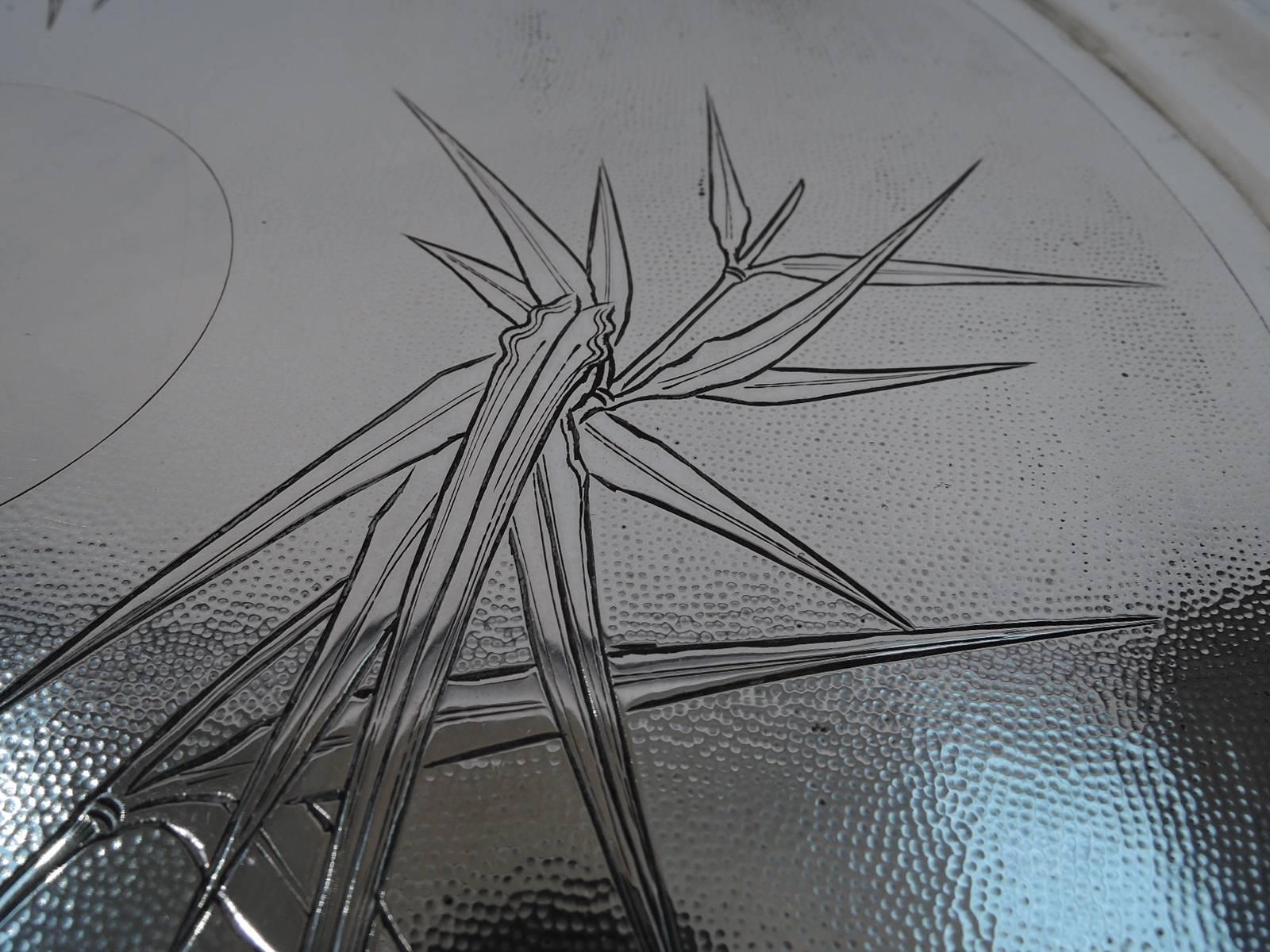 Chinese Export Silver Bamboo Silver Tray 1