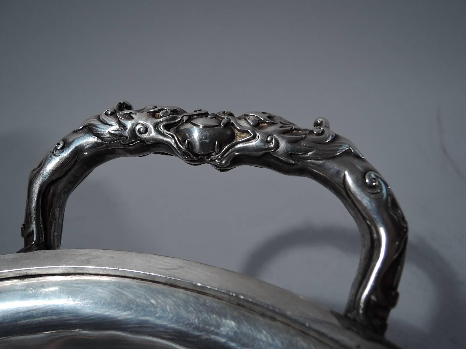 Meiji Large Japanese Sterling Silver Covered Dragon Tureen by Arthur & Bond