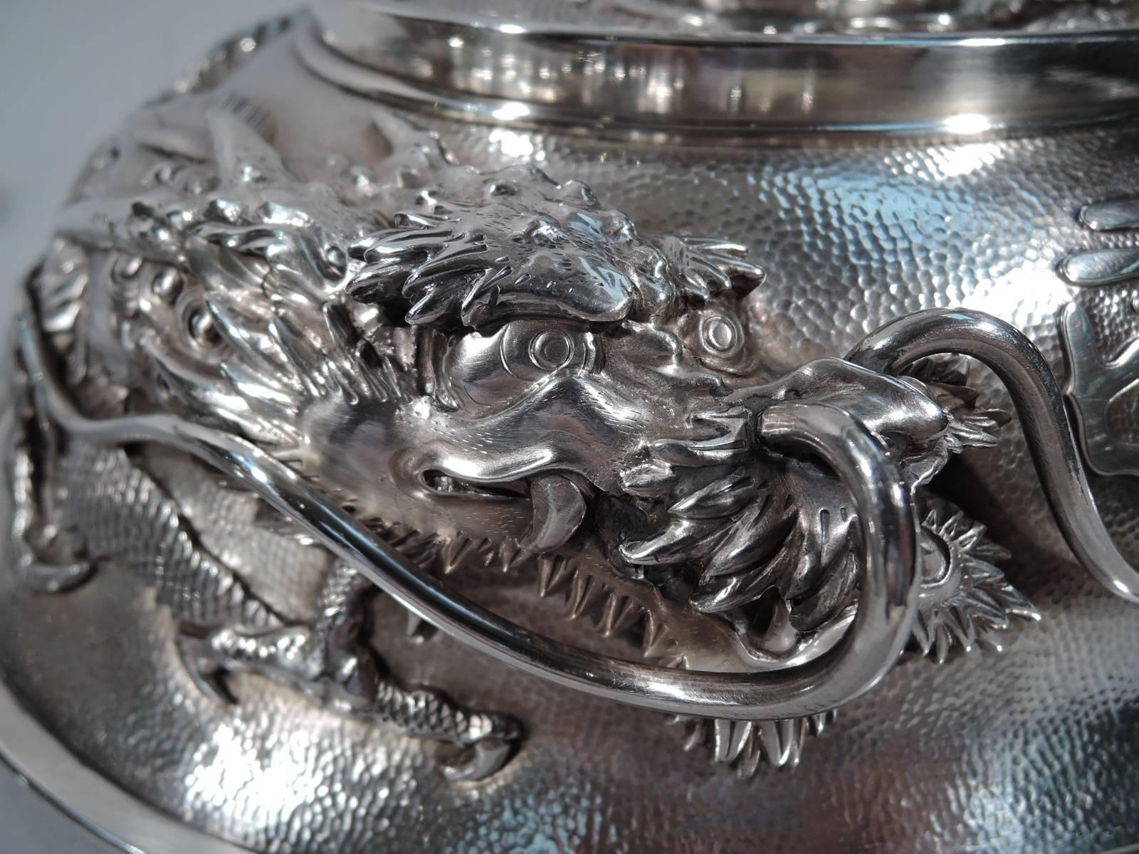 Large Japanese Sterling Silver Covered Dragon Tureen by Arthur & Bond In Excellent Condition In New York, NY