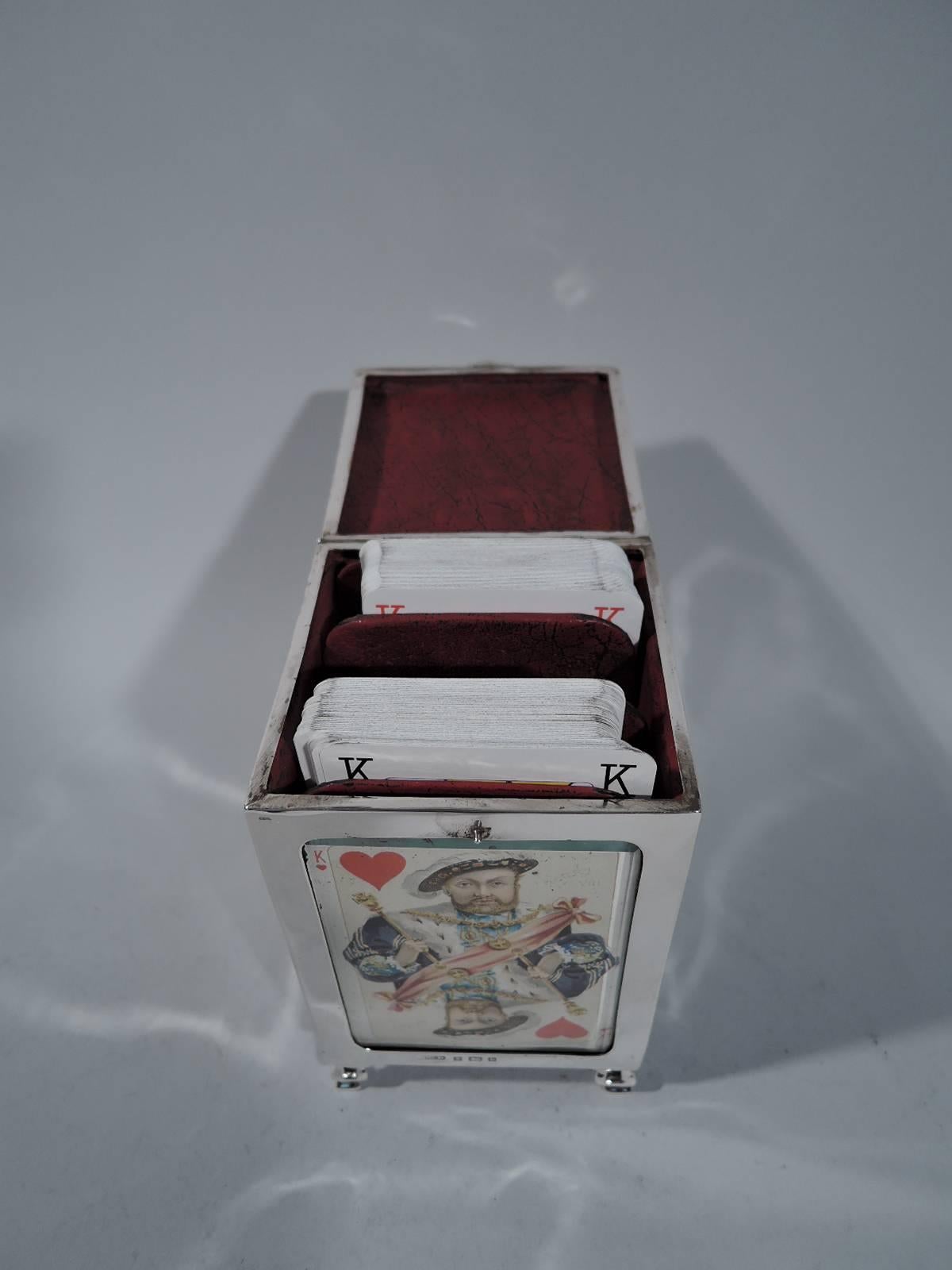 Fine Edwardian English Sterling Silver Playing Cards Box In Excellent Condition In New York, NY