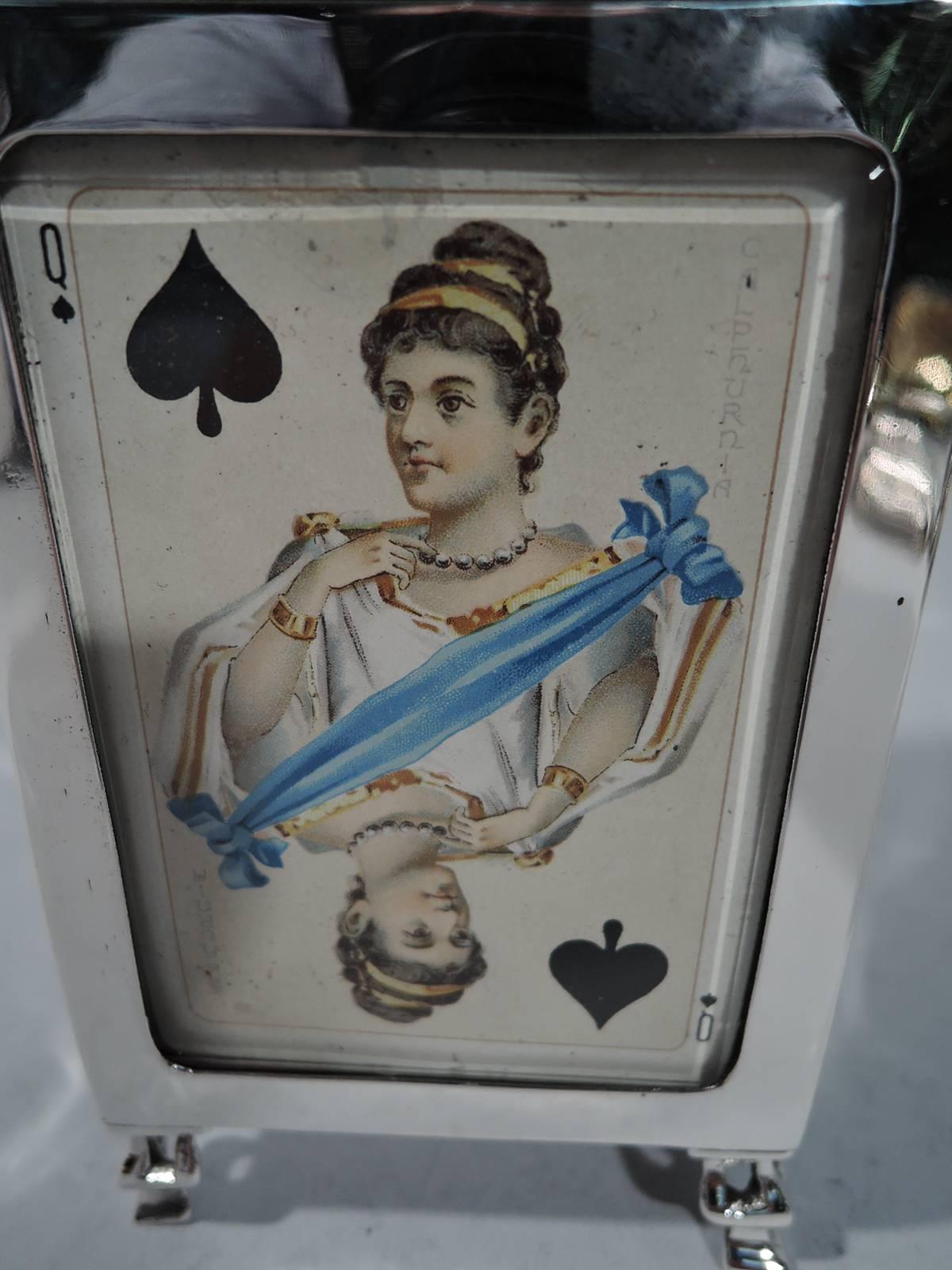 Fine Edwardian English Sterling Silver Playing Cards Box 1
