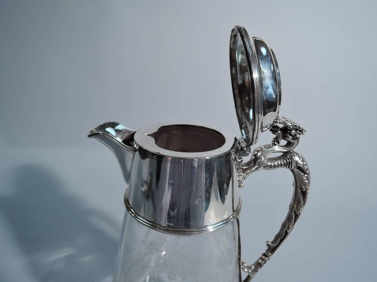 Victorian English Sterling Silver Decanter with Tally Ho Fox Hunt In Excellent Condition In New York, NY